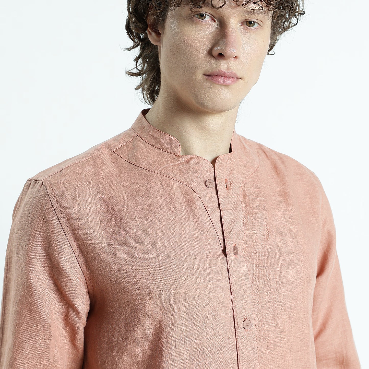 Ruvido – Premium Curved Yoke Linen Shirt – Clay
