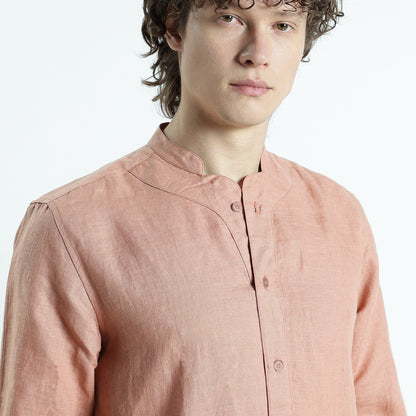 Ruvido – Premium Curved Yoke Linen Shirt – Clay