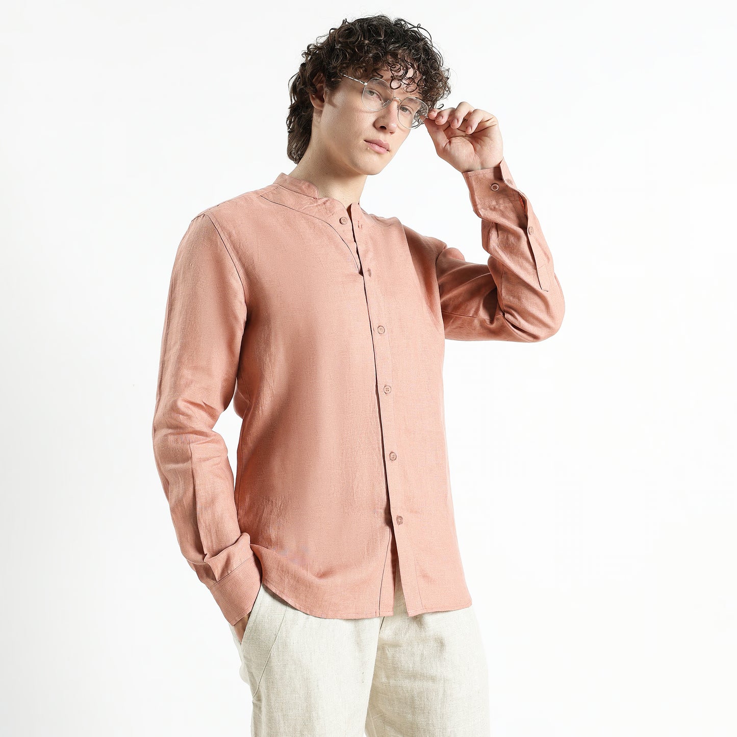 Ruvido – Premium Curved Yoke Linen Shirt – Clay