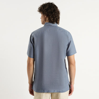 Shawshank – Premium Linen Polo Shirt – Steel Blue