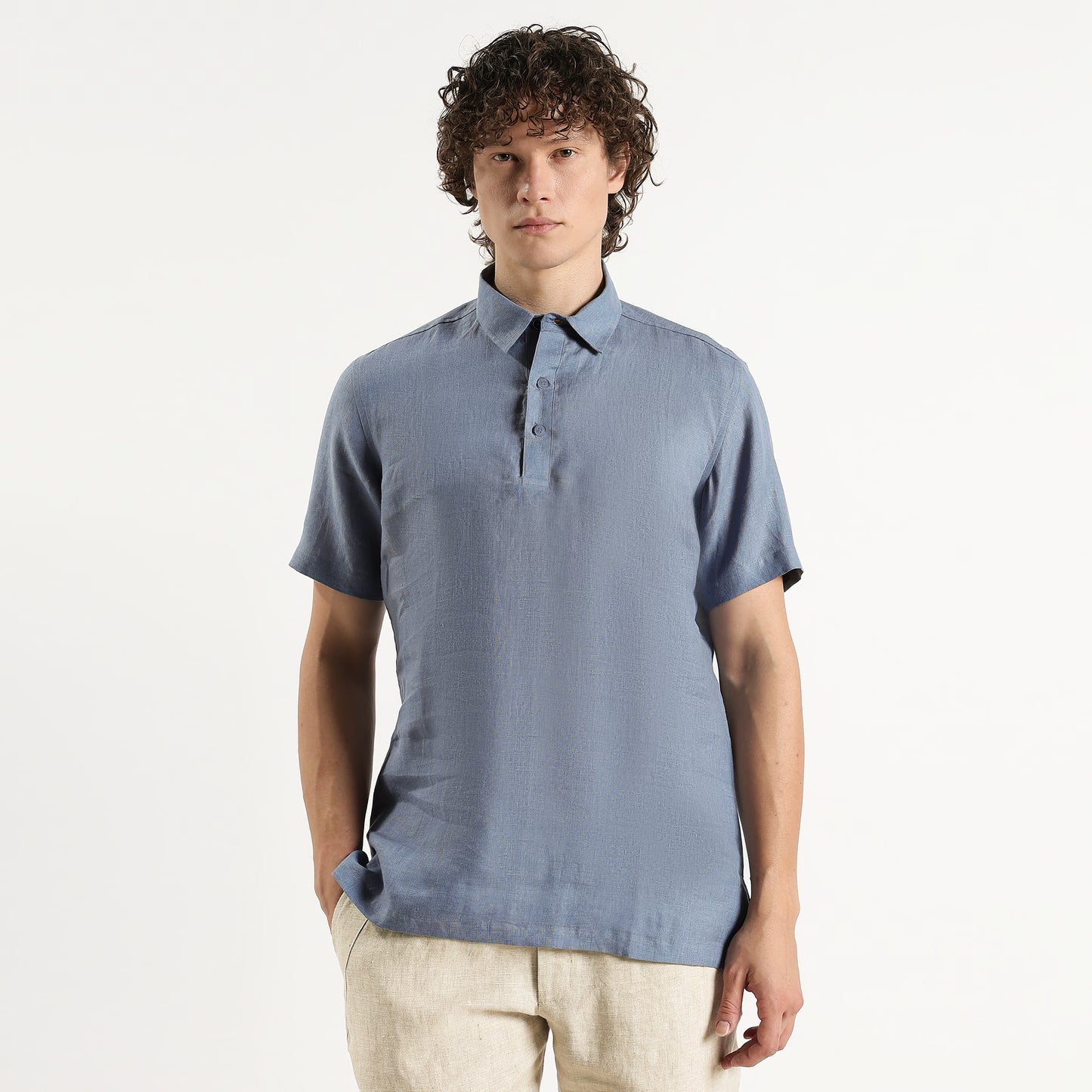 Shawshank – Premium Linen Polo Shirt – Steel Blue