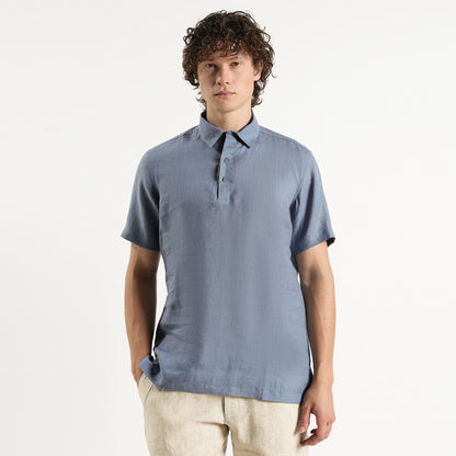 Shawshank – Premium Linen Polo Shirt – Steel Blue