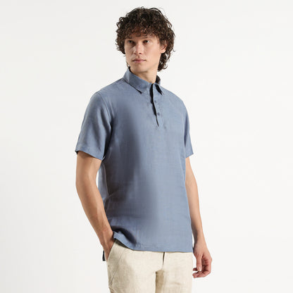 Shawshank – Premium Linen Polo Shirt – Steel Blue