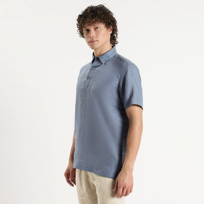 Shawshank – Premium Linen Polo Shirt – Steel Blue