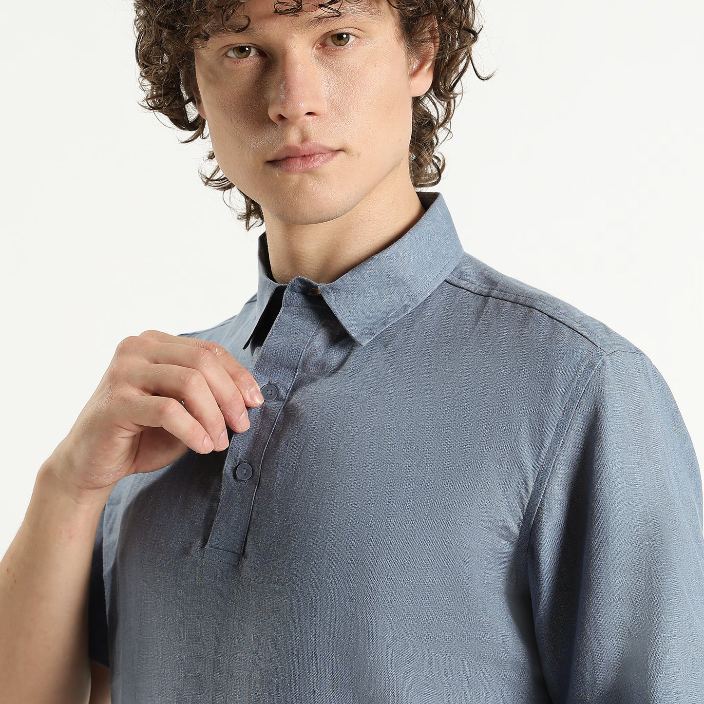 Shawshank – Premium Linen Polo Shirt – Steel Blue