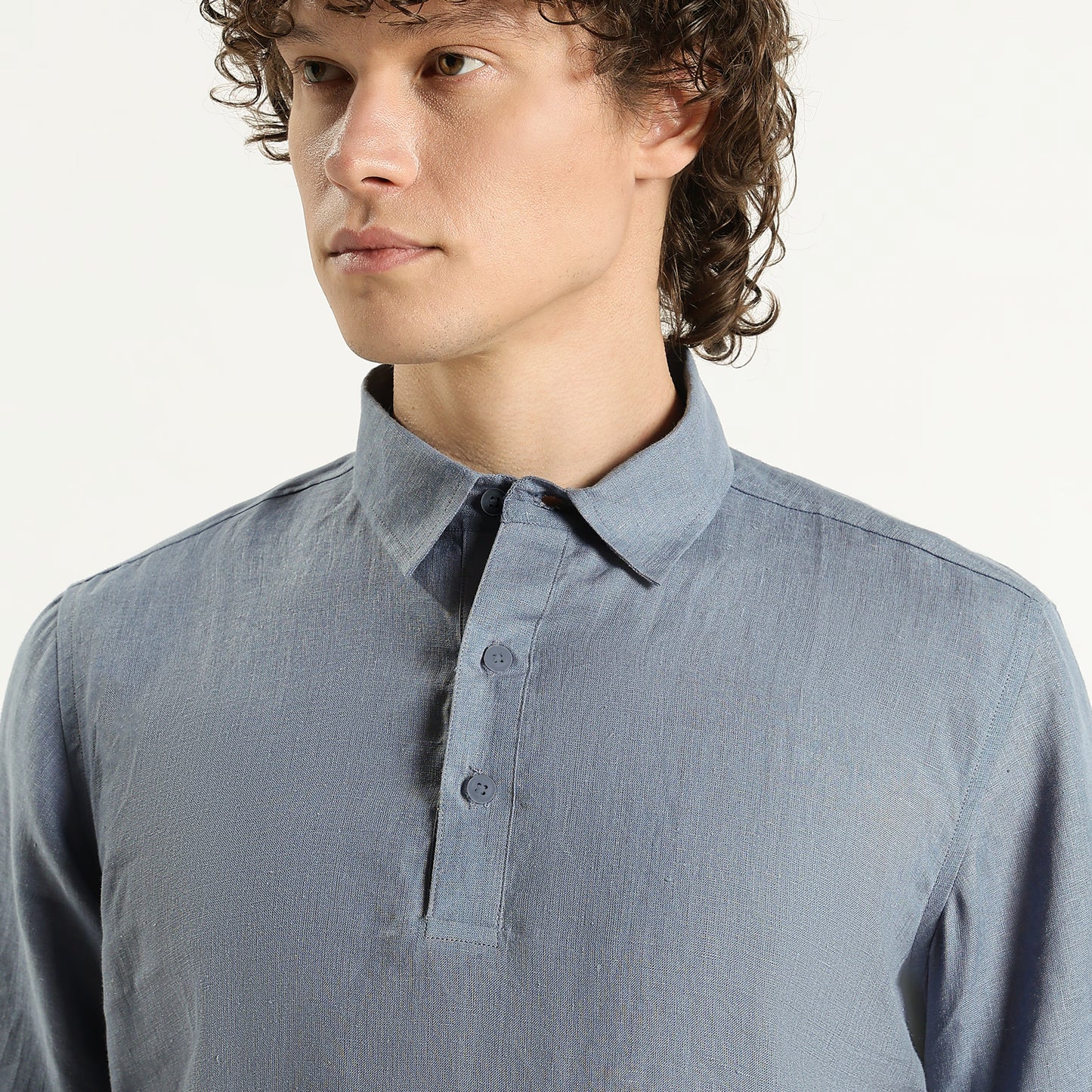 Shawshank – Premium Linen Polo Shirt – Steel Blue