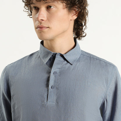 Shawshank – Premium Linen Polo Shirt – Steel Blue