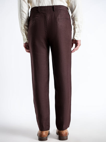 Urbano – Premium Sailor Button Linen Trousers – Coffee