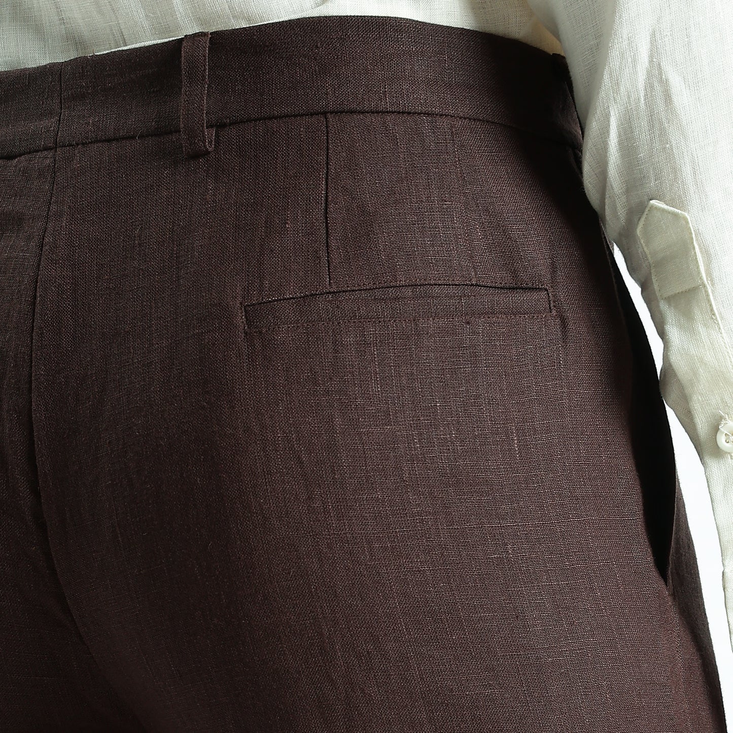 Urbano – Premium Sailor Button Linen Trousers – Coffee