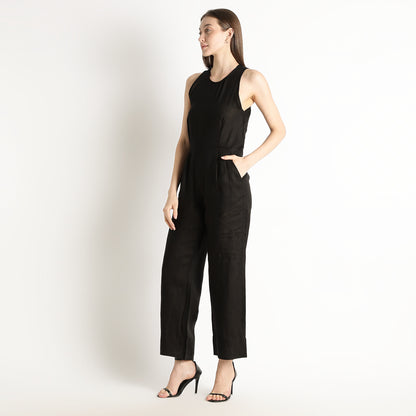 Velora – Sleeveless Wide-Leg Linen Jumpsuit – Noiré