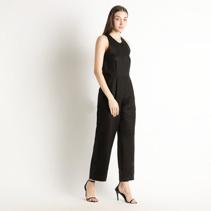 Velora – Sleeveless Wide-Leg Linen Jumpsuit – Noiré