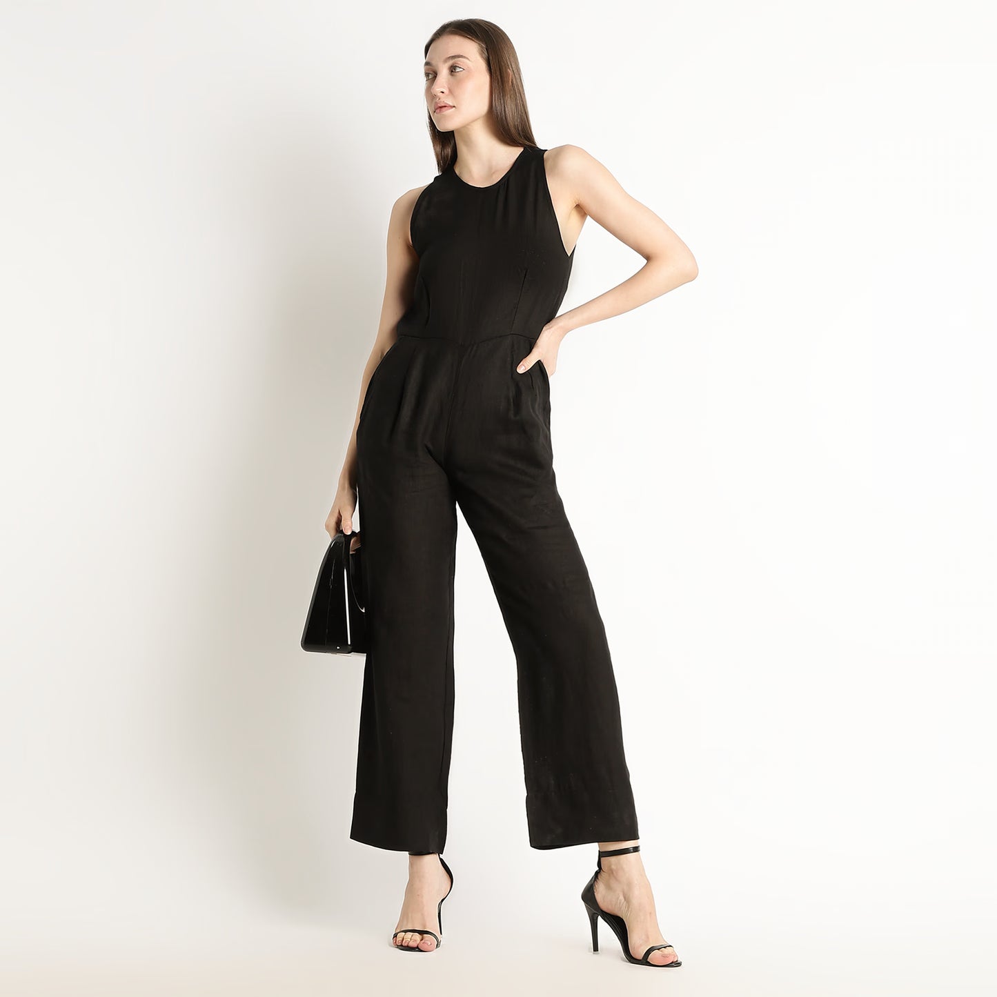 Velora – Sleeveless Wide-Leg Linen Jumpsuit – Noiré