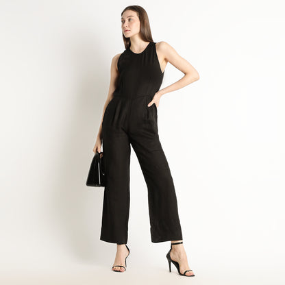 Velora – Sleeveless Wide-Leg Linen Jumpsuit – Noiré