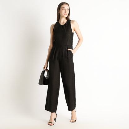 Velora – Sleeveless Wide-Leg Linen Jumpsuit – Noiré