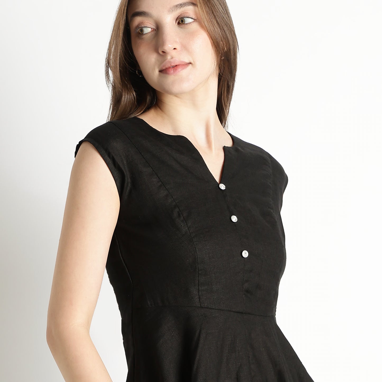 Monroe – Premium Bustlock Peplum Linen Top – Noiré