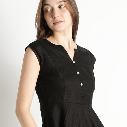 Monroe – Premium Bustlock Peplum Linen Top – Noiré
