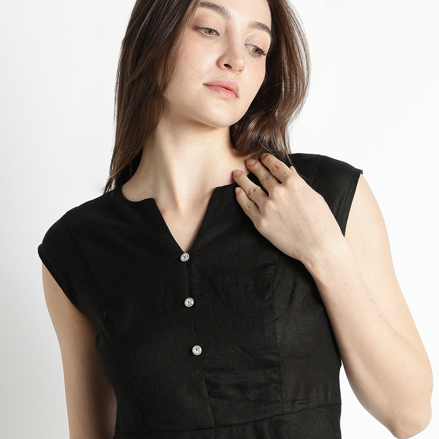Monroe – Premium Bustlock Peplum Linen Top – Noiré