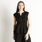 Monroe – Premium Bustlock Peplum Linen Top – Noiré