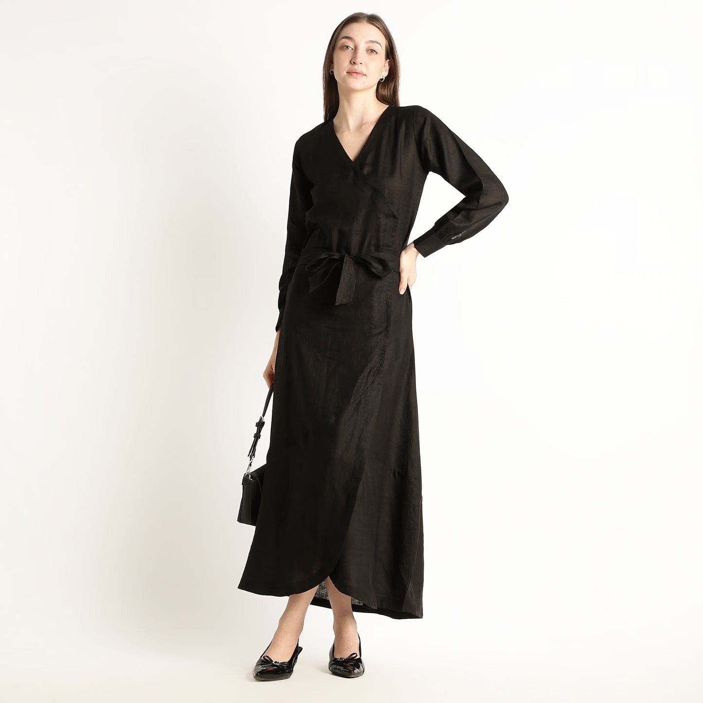 Milano – Fluid Wrap-Style Linen Dress – Noiré