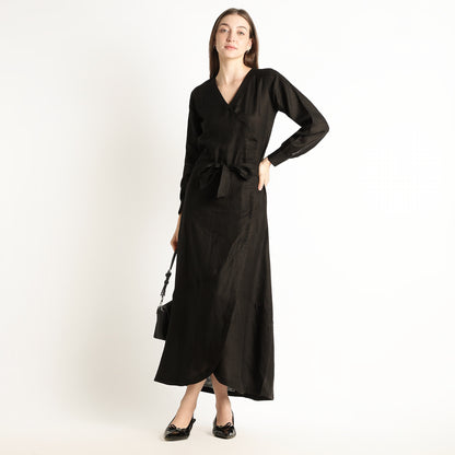 Milano – Fluid Wrap-Style Linen Dress – Noiré