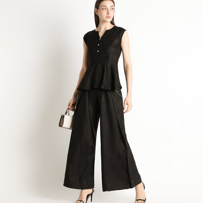 Monroe – Premium Bustlock Peplum Linen Top – Noiré