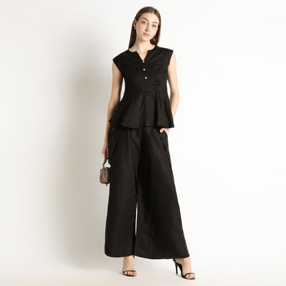 Monroe – Premium Bustlock Peplum Linen Top – Noiré