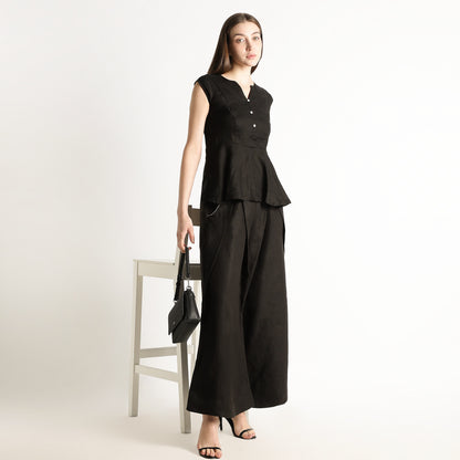 Audrey – Premium Pleated Wide-Leg Linen Trousers – Noiré