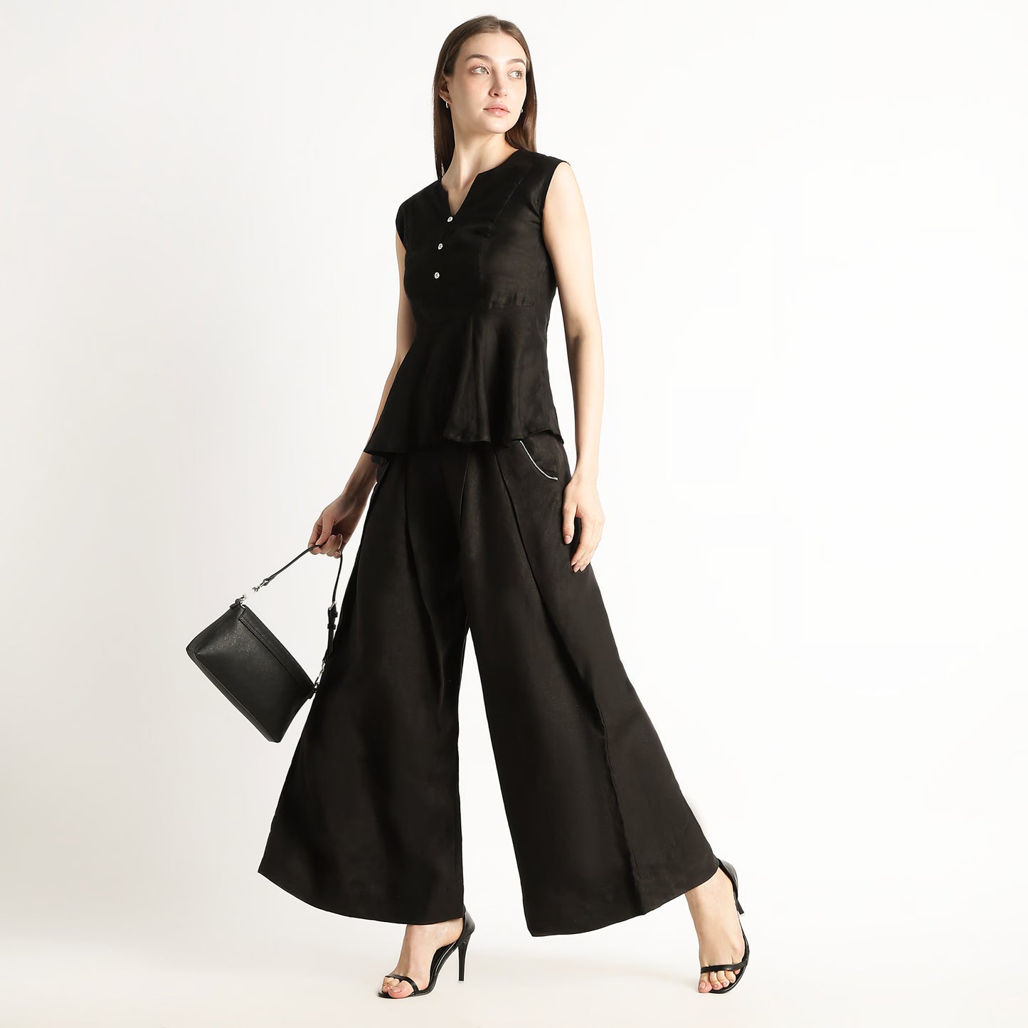 Audrey – Premium Pleated Wide-Leg Linen Trousers – Noiré