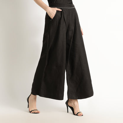 Audrey – Premium Pleated Wide-Leg Linen Trousers – Noiré