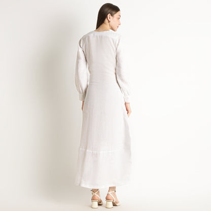Milano – Fluid Wrap-Style Linen Dress – Blanc