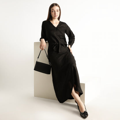 Milano – Fluid Wrap-Style Linen Dress – Noiré