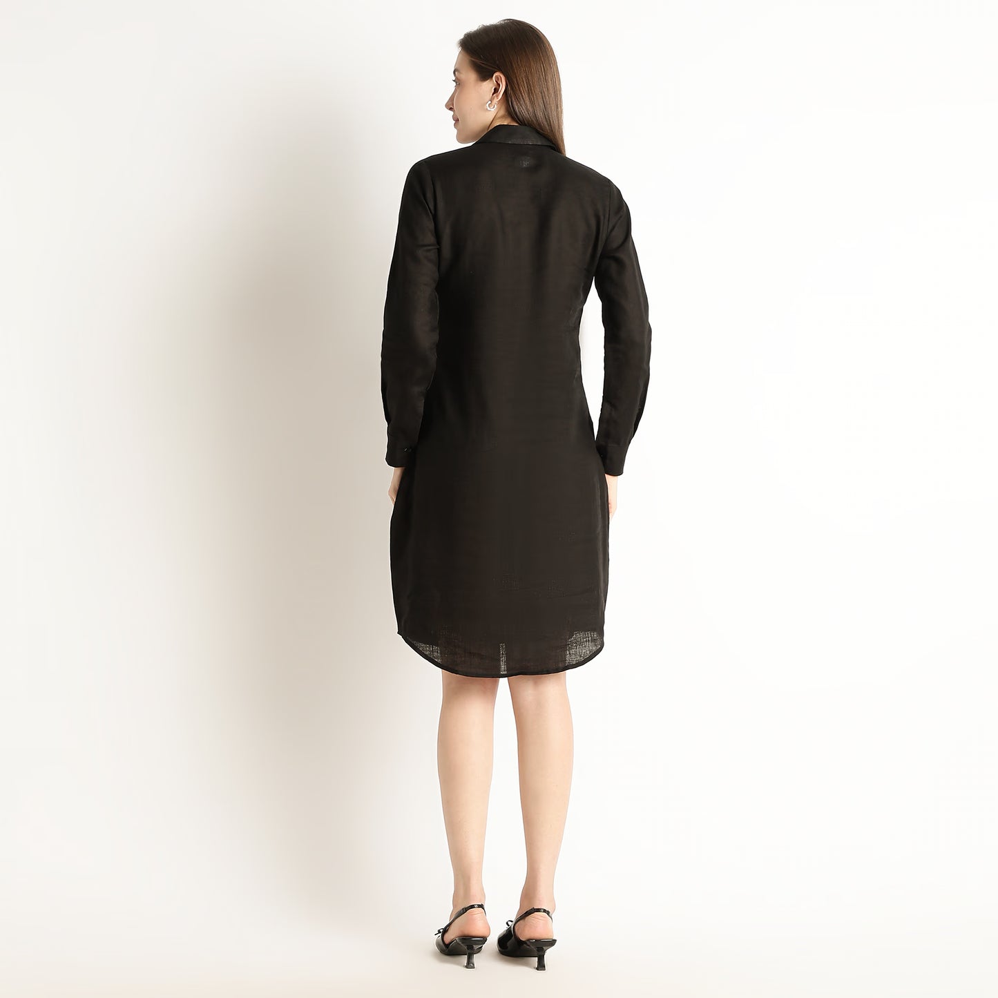 Elara – Luxury Minimal Shirt-Style 60 Lea 100% Pure Linen Dress – Noiré