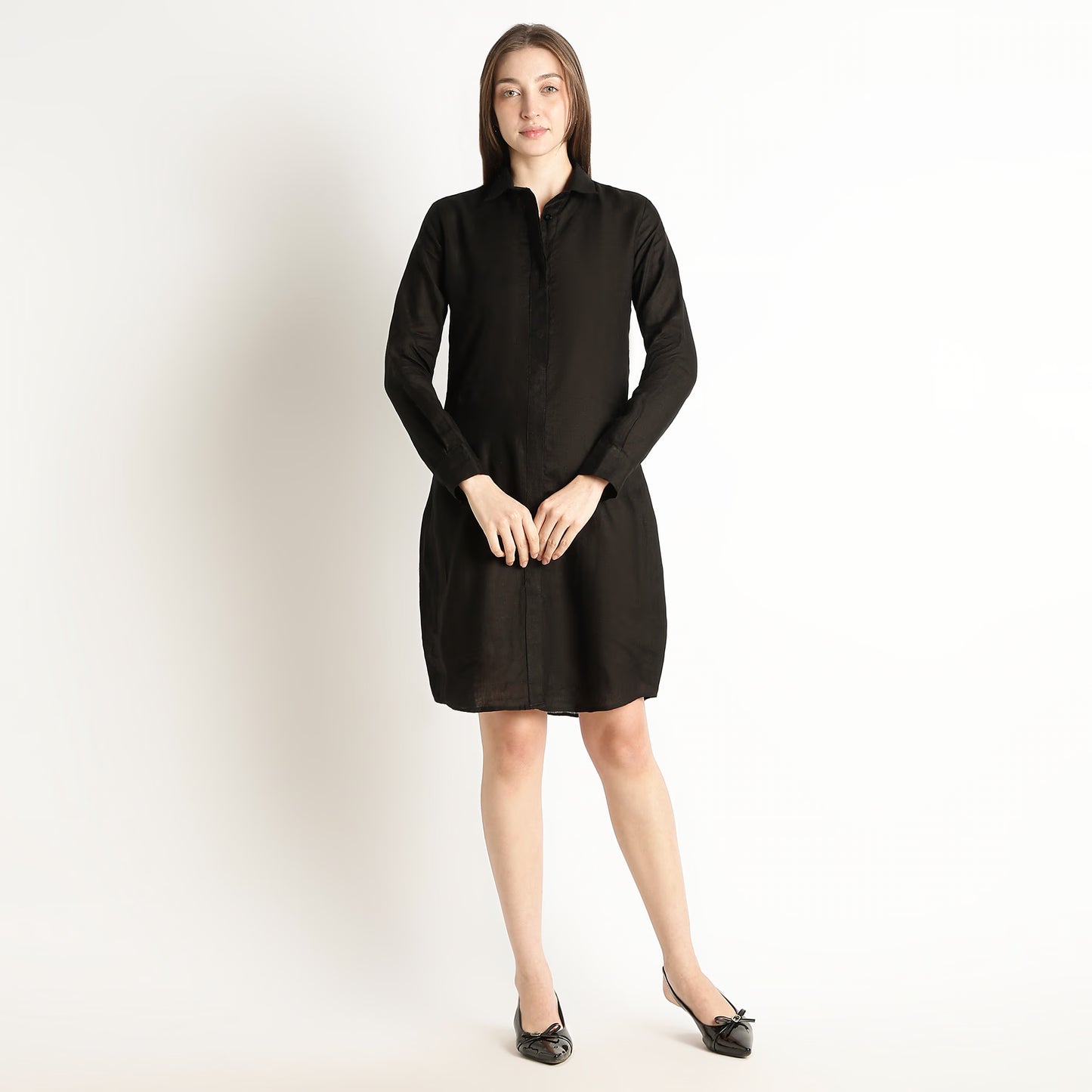 Elara – Luxury Minimal Shirt-Style 60 Lea 100% Pure Linen Dress – Noiré