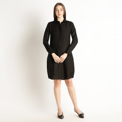 Elara – Luxury Minimal Shirt-Style 60 Lea 100% Pure Linen Dress – Noiré