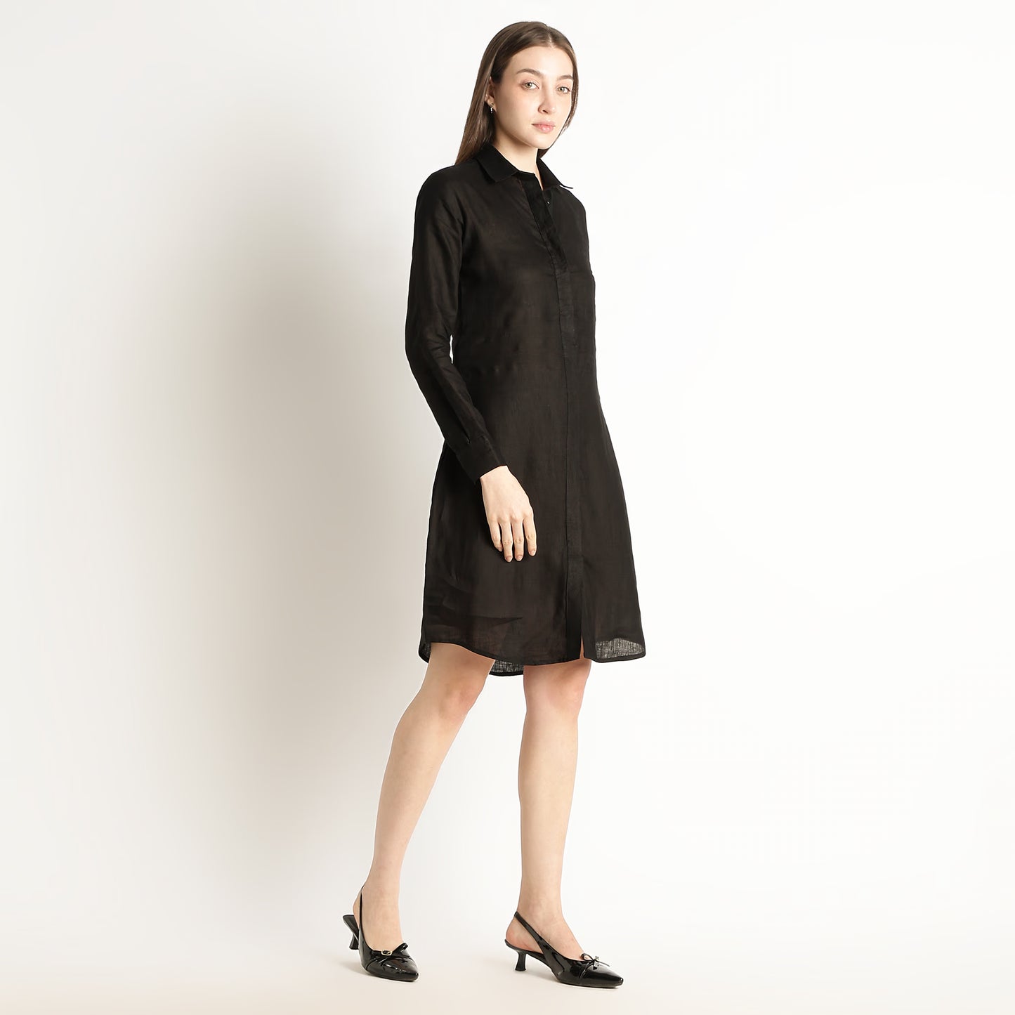 Elara – Luxury Minimal Shirt-Style 60 Lea 100% Pure Linen Dress – Noiré