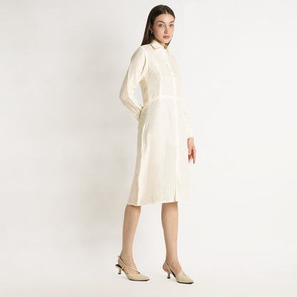 Aurelia – Premium Sculpted Hourglass Linen Shirt Dress – Ivory