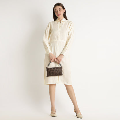 Aurelia – Premium Sculpted Hourglass Linen Shirt Dress – Ivory