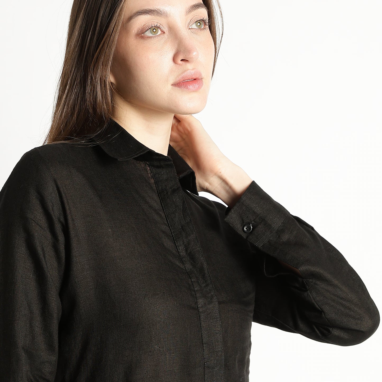 Elara – Luxury Minimal Shirt-Style 60 Lea 100% Pure Linen Dress – Noiré