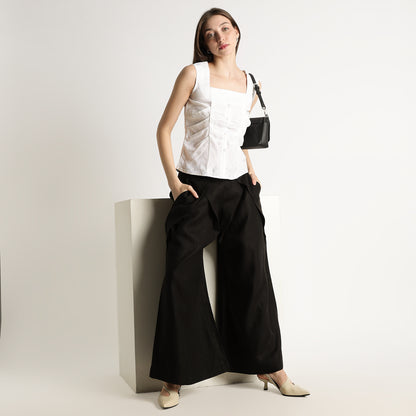 Diana – Premium Sculpted Bustlock Linen Top – Blanc
