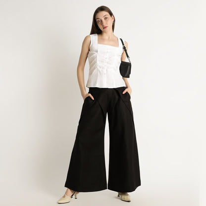 Diana – Premium Sculpted Bustlock Linen Top – Blanc