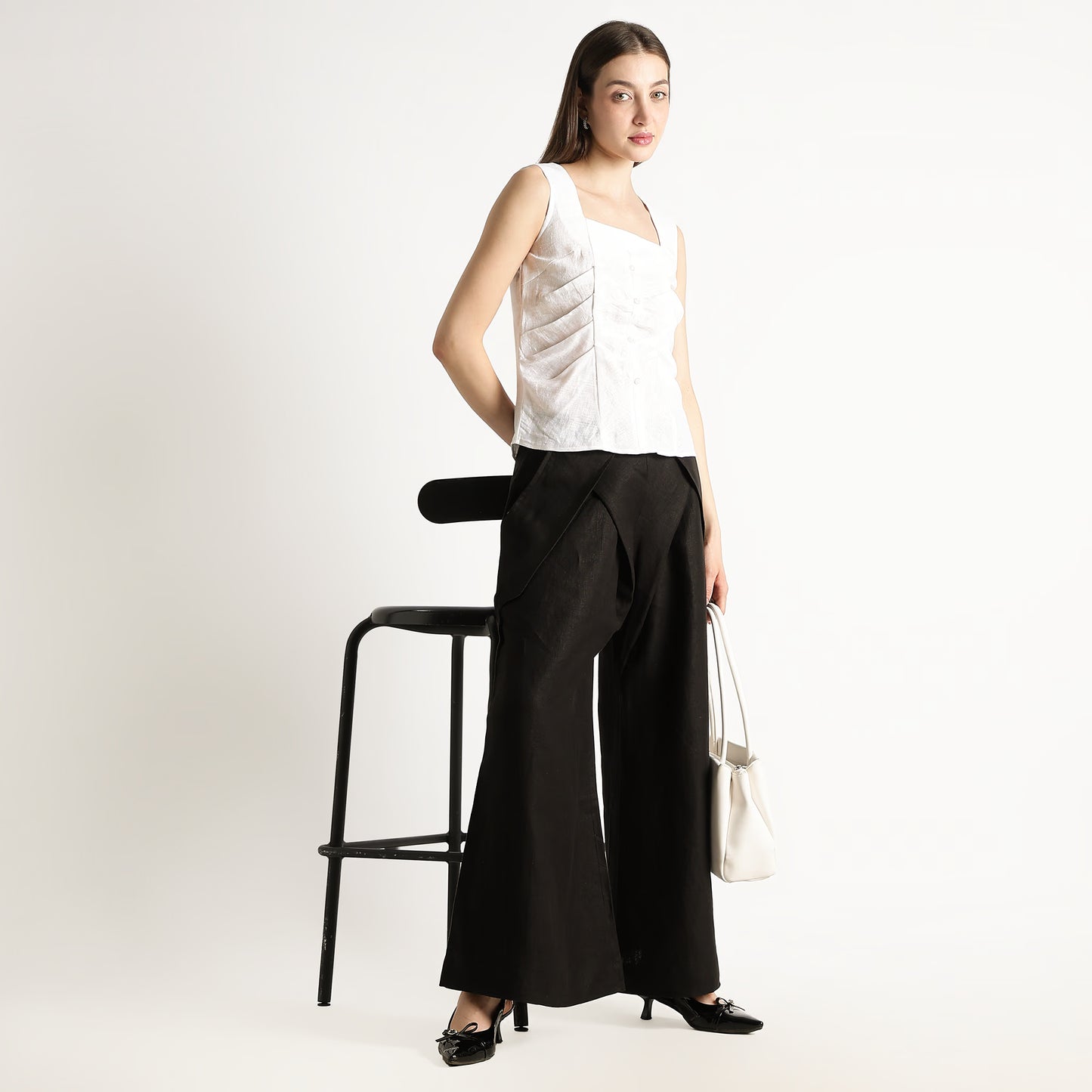Cleopatra – Premium Tulip Wrap Linen Trousers – Noiré