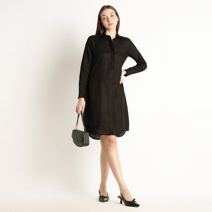 Elara – Luxury Minimal Shirt-Style 60 Lea 100% Pure Linen Dress – Noiré