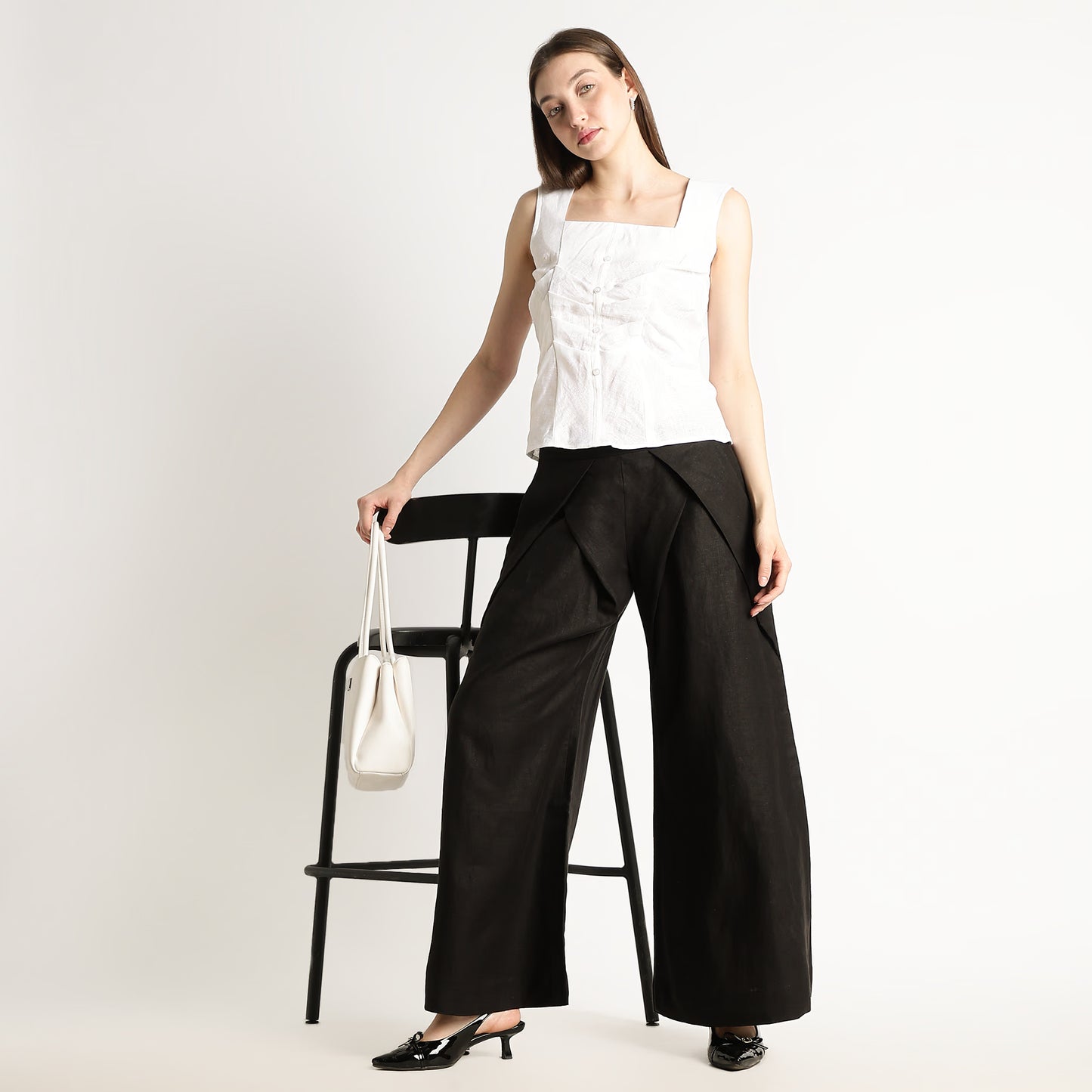 Cleopatra – Premium Tulip Wrap Linen Trousers – Noiré