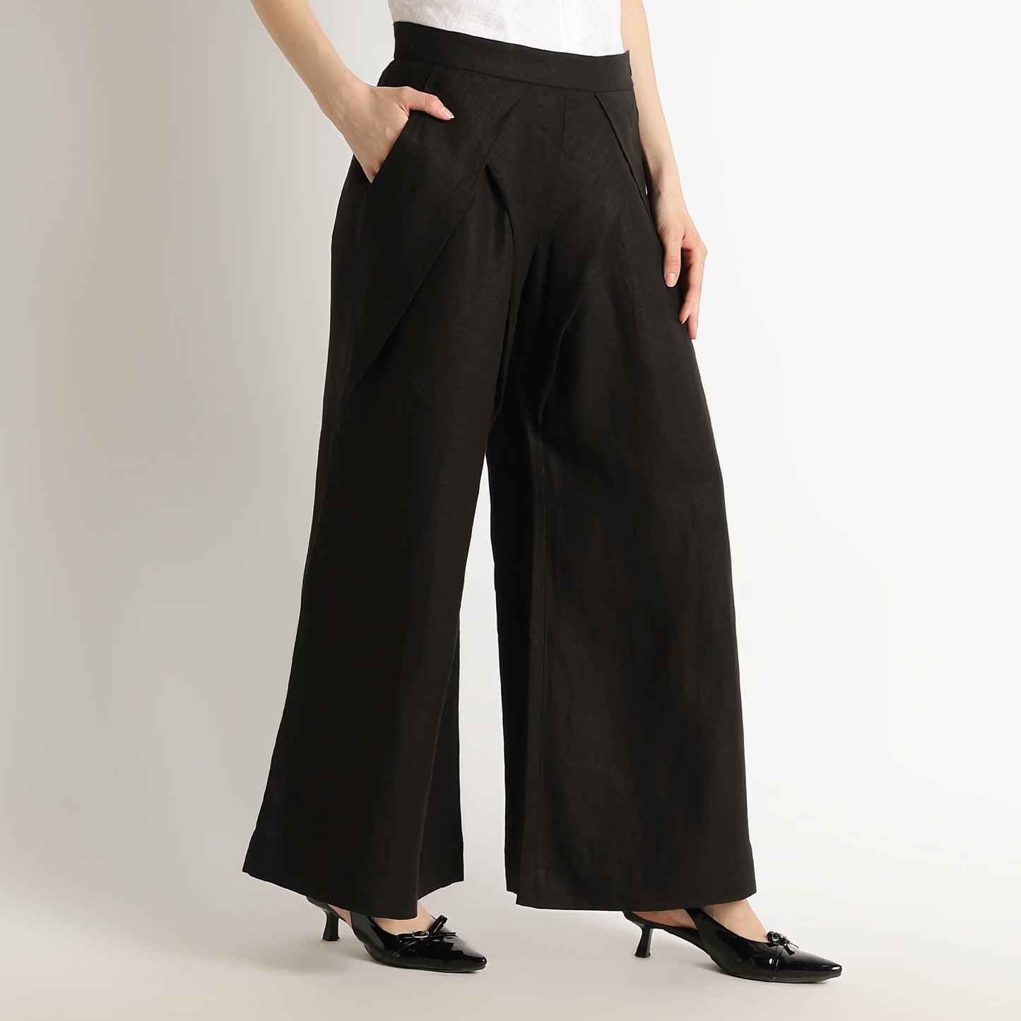 Cleopatra – Premium Tulip Wrap Linen Trousers – Noiré
