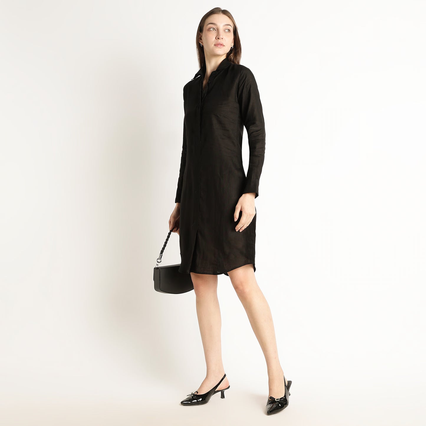 Elara – Luxury Minimal Shirt-Style 60 Lea 100% Pure Linen Dress – Noiré
