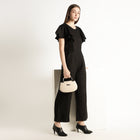 Verona – Fluid Ruffle Sleeve Linen Jumpsuit – Noiré
