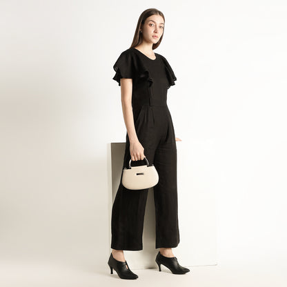 Verona – Fluid Ruffle Sleeve Linen Jumpsuit – Noiré