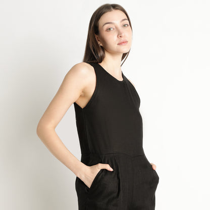 Velora – Sleeveless Wide-Leg Linen Jumpsuit – Noiré