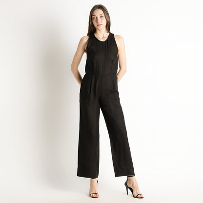 Velora – Sleeveless Wide-Leg Linen Jumpsuit – Noiré