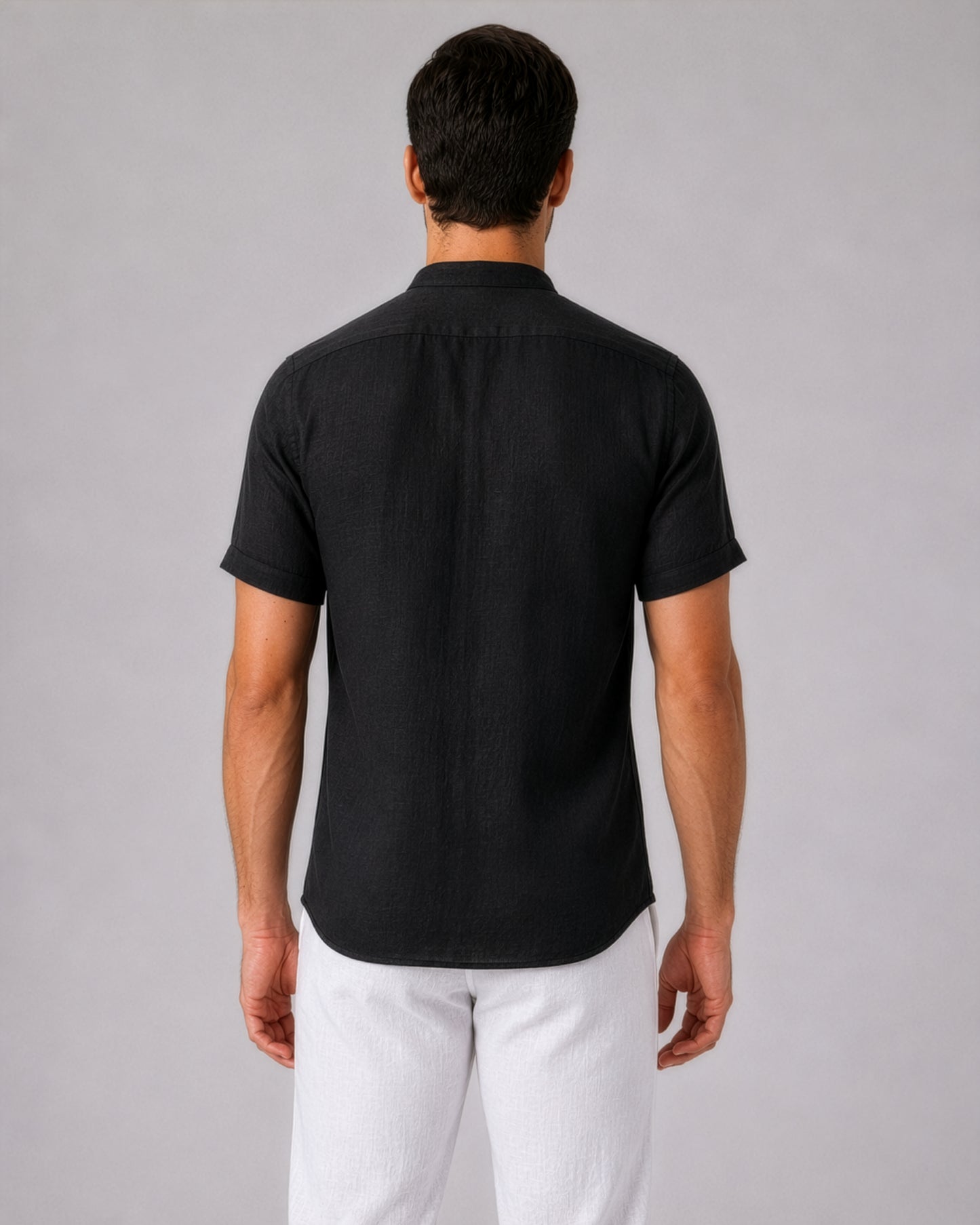 Linho – Luxury Band Collar Concealed Placket 100% Pure Linen Shirt – Noiré